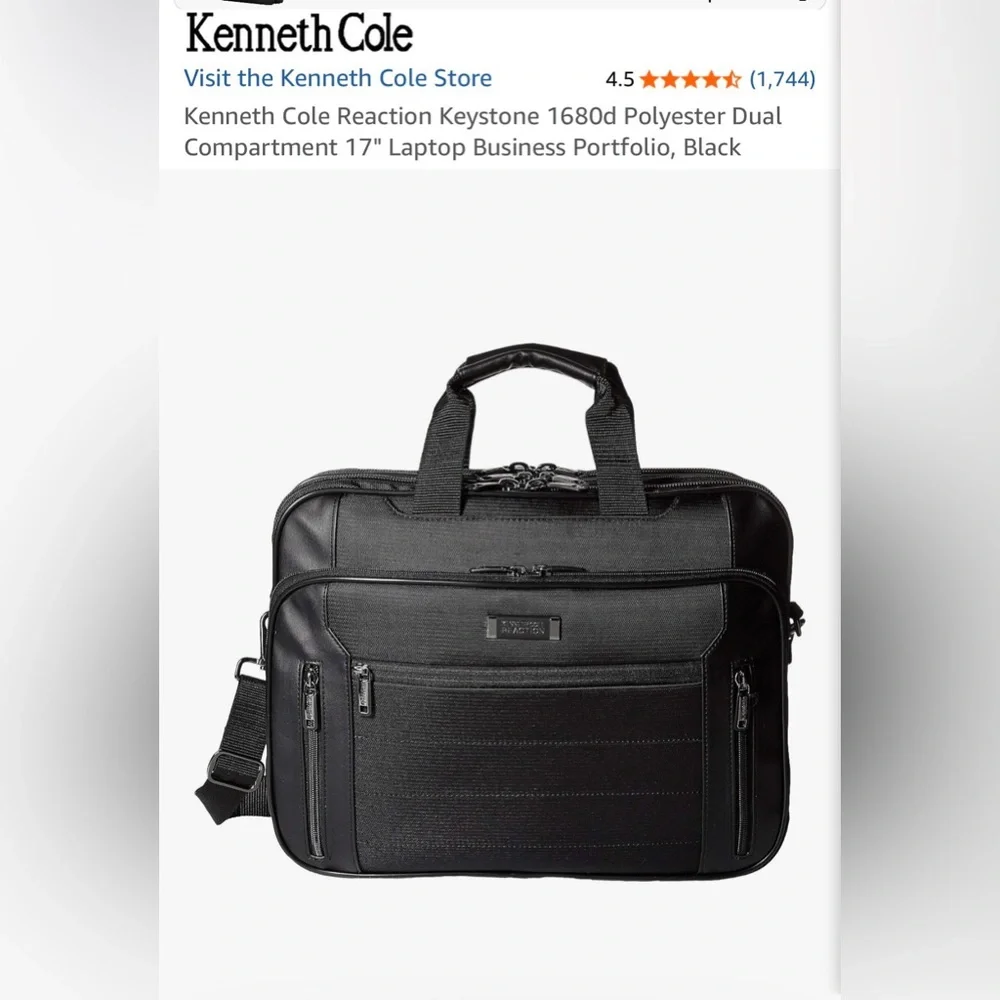Black Kenneth Cole Reaction Laptop Briefcase Shoulder Bag